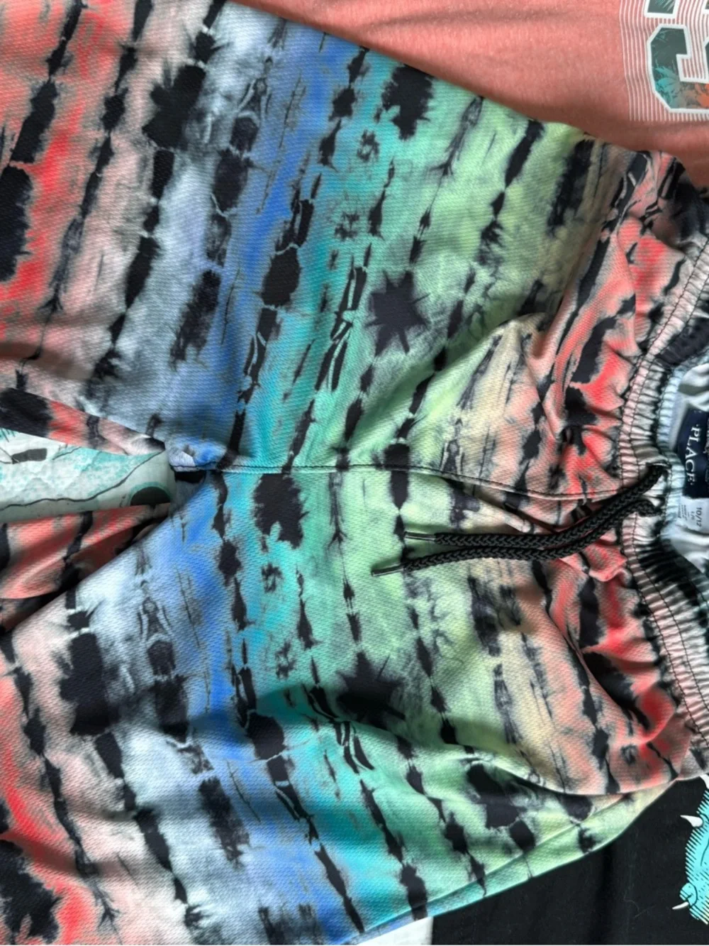 Children’s Place Iguana Tank, Tie-Dye Shorts & Coral Graphic Tee Set